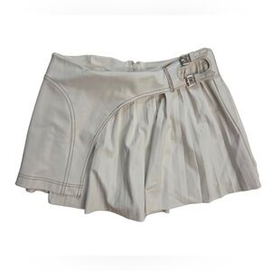 Anthropologie Cream Pleated Skort with Buckle Detail